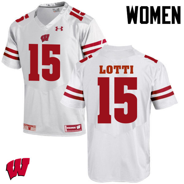 Wisconsin Badgers Women's #15 Anthony Lotti NCAA Under Armour Authentic White College Stitched Football Jersey PE40C01NT